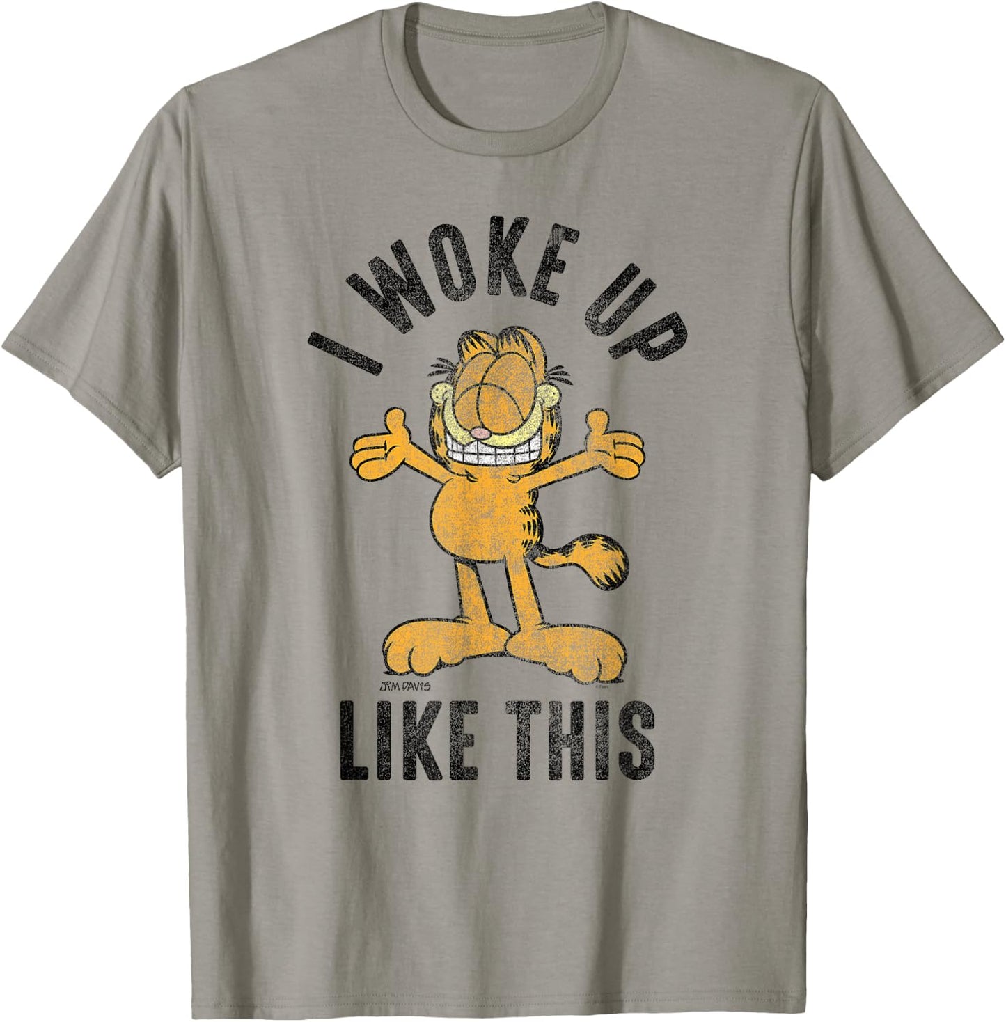 Garfield I Woke Up Like This Distressed Cartoon Cat T-Shirt - T-Shirt | Sand