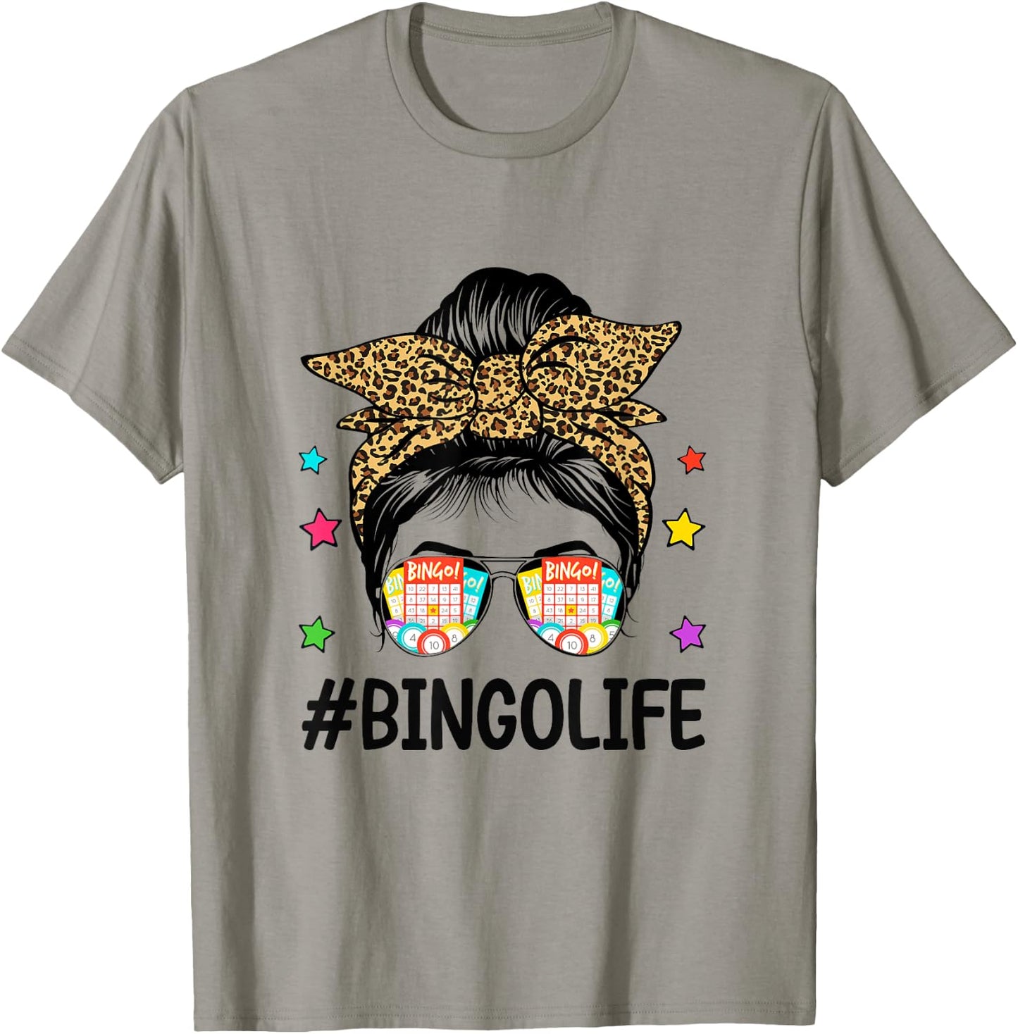 Bingo Life Messy Bun Bingo Lover Grandma Mom Mothers Day T-Shirt - T-Shirt | Sand