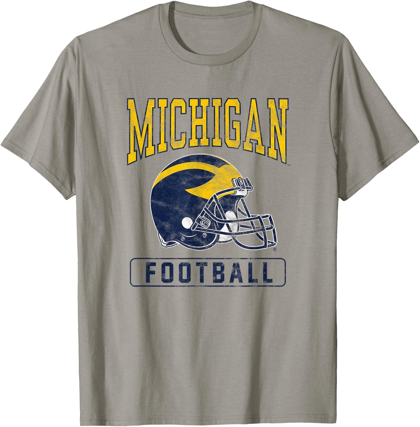University of Michigan Wolverines U of M Football Helmet T-Shirt - T-Shirt | Sand
