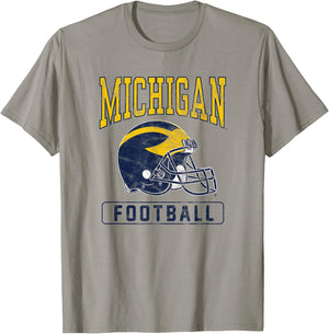University of Michigan Wolverines U of M Football Helmet T-Shirt - T-Shirt | Sand