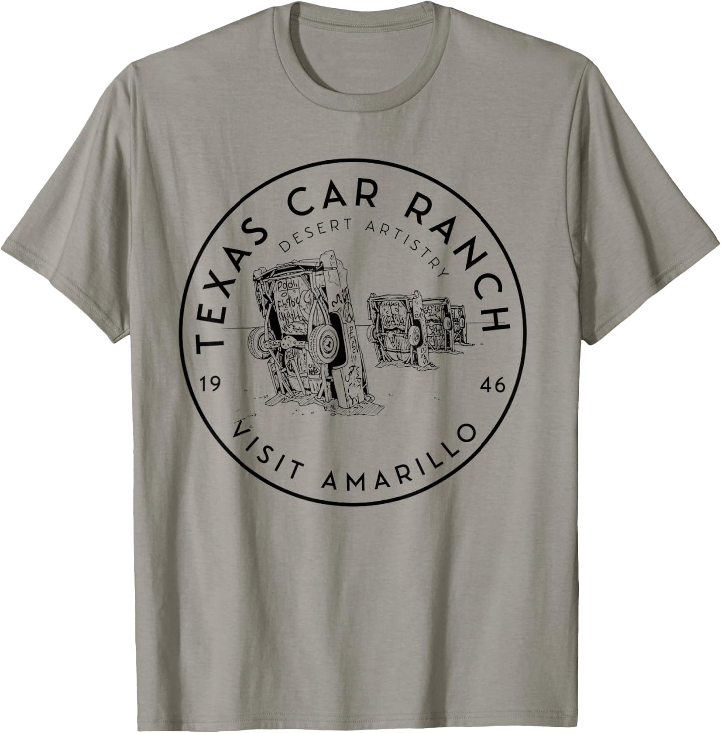 Texas Car Ranch - Visit Amarillo Landmark Logo T-Shirt - T-Shirt | Sand