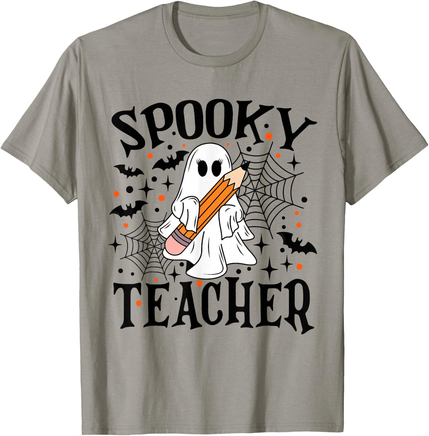 Spooky Teacher Ghost Boo Halloween Spooky Season Teaching T-Shirt - T-Shirt | Sand