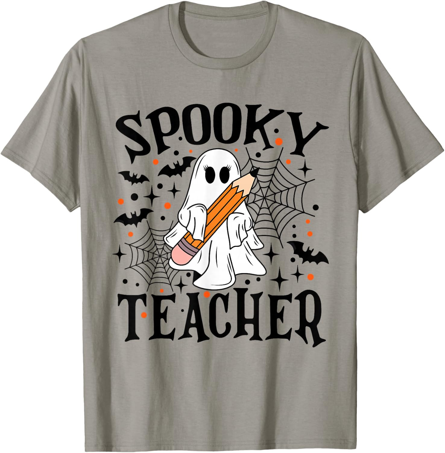 Spooky Teacher Ghost Boo Halloween Spooky Season Teaching T-Shirt - T-Shirt | Sand