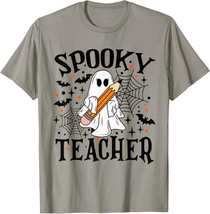 Spooky Teacher Ghost Boo Halloween Spooky Season Teaching T-Shirt - T-Shirt | Sand