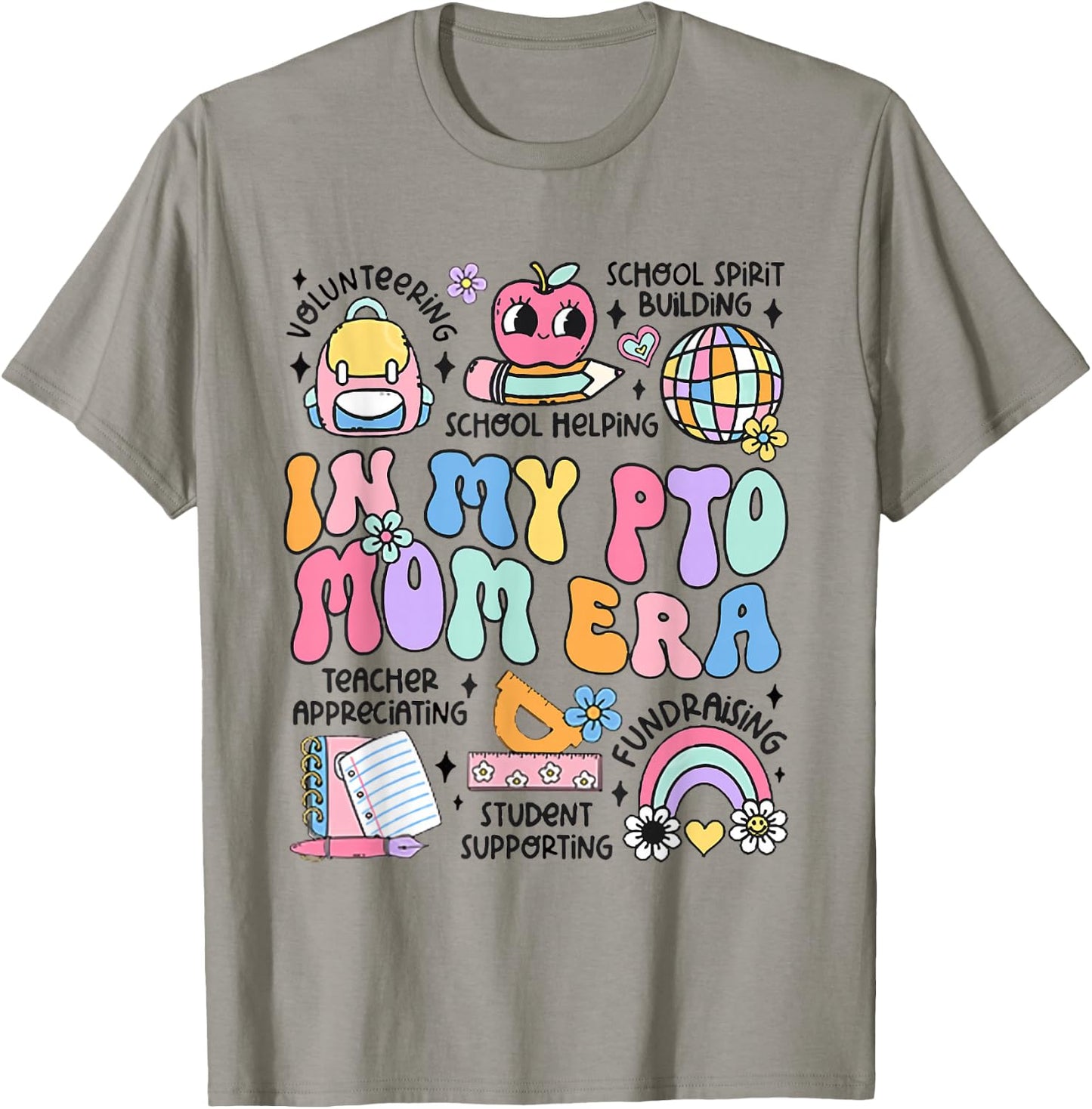 Retro In My PTO Mom Era Parent Organization Team Teacher T-Shirt - T-Shirt | Sand