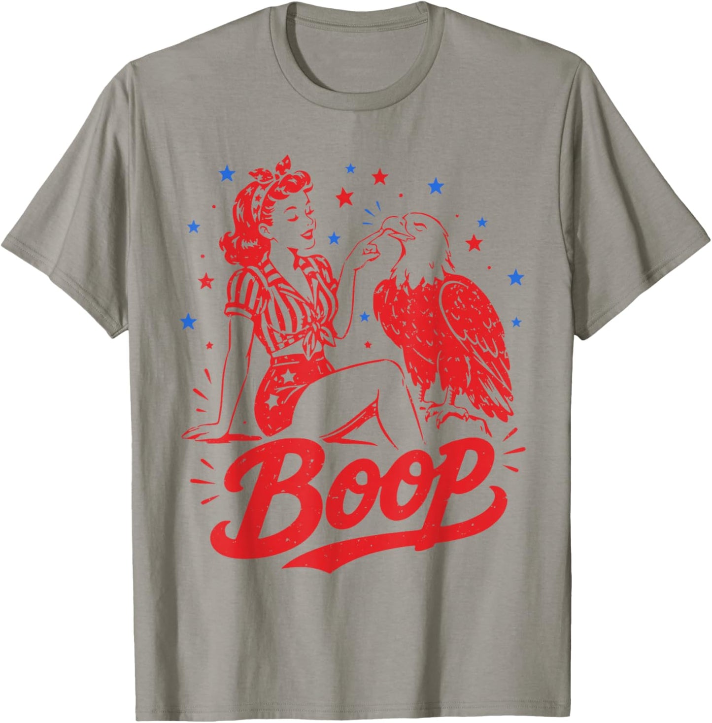 Boop Eagle Patriotic Vintage American Girl 250th 4th of July T-Shirt - T-Shirt | Sand