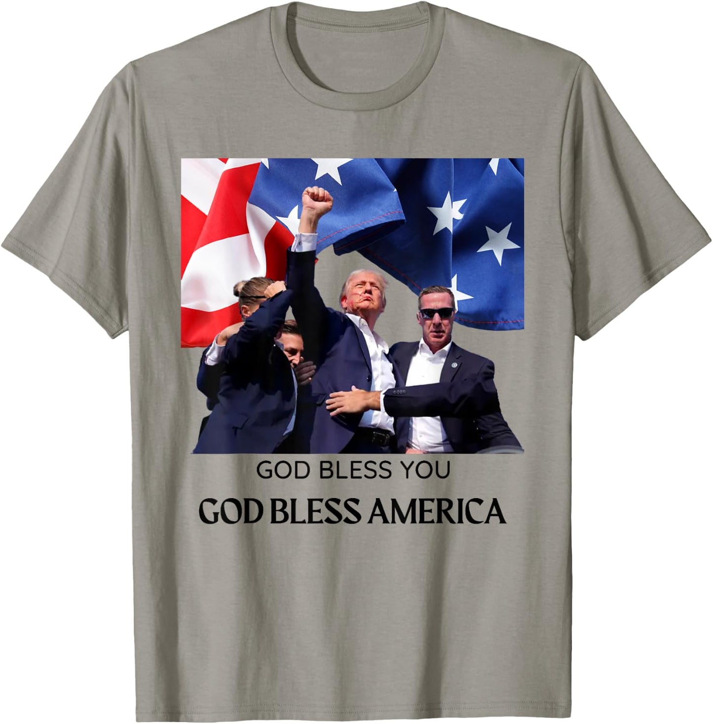 God Bless You - God Bless America - Donald Trump 2024 T-Shirt - T-Shirt | Sand