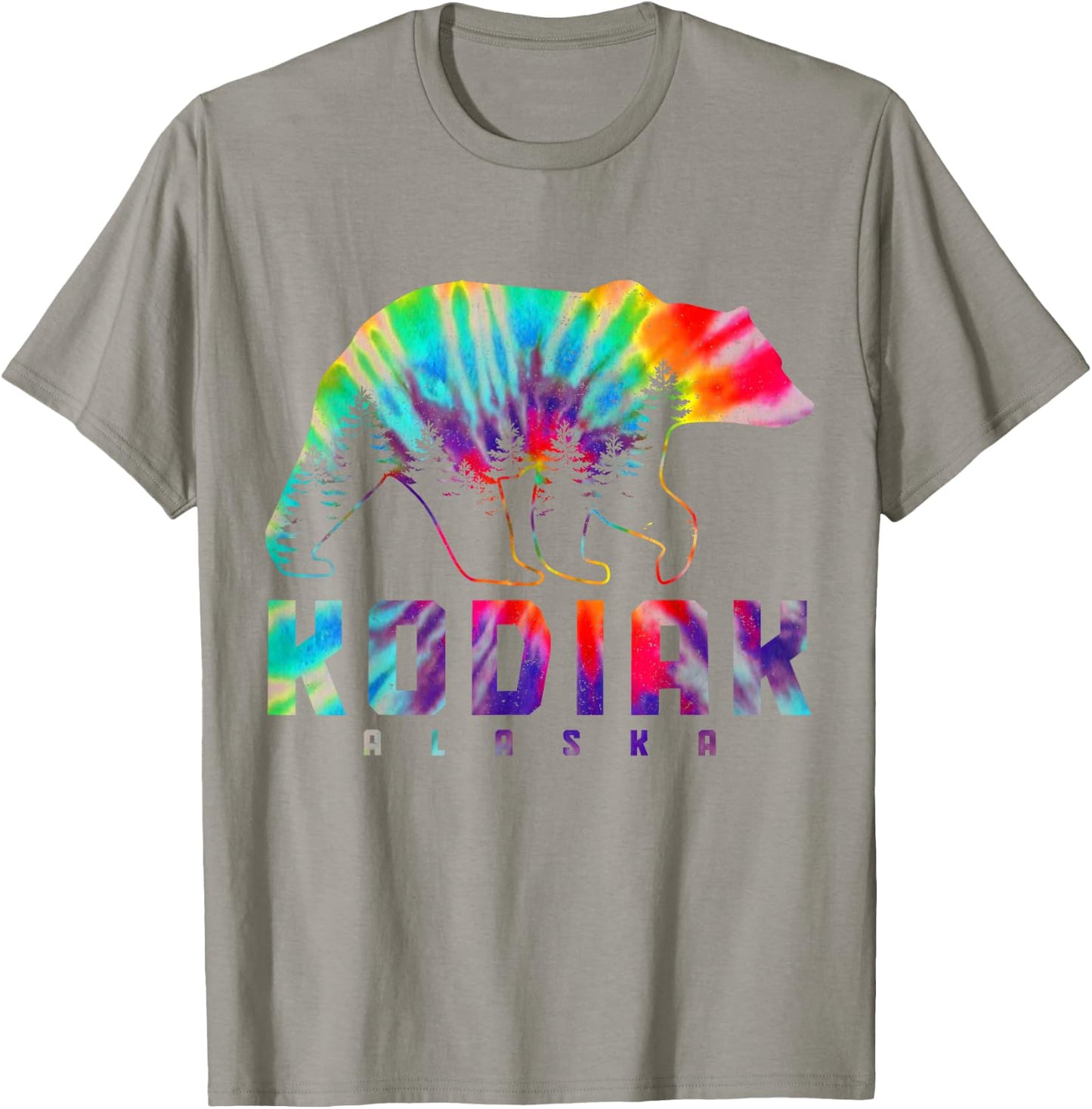 Kodiak Alaska Tie Dye Bear Pride Outdoor Nature Vintage T-Shirt - T-Shirt | Sand