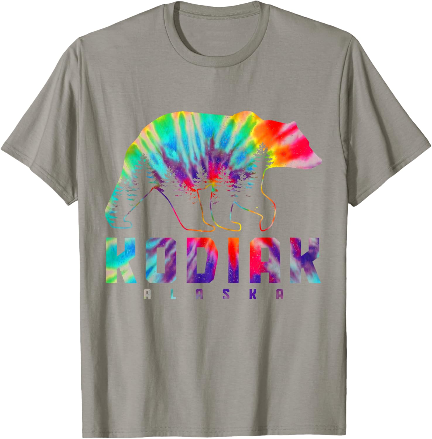 Kodiak Alaska Tie Dye Bear Pride Outdoor Nature Vintage T-Shirt - T-Shirt | Sand