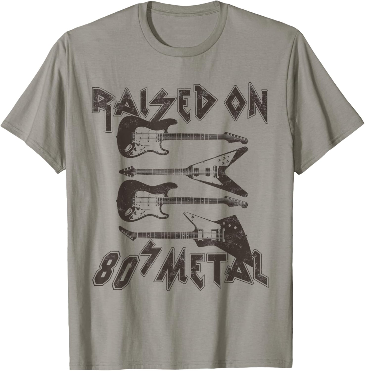 Raised On 80s Metal 80s Rock Hair Bands Metal Music Lover T-Shirt - T-Shirt | Sand
