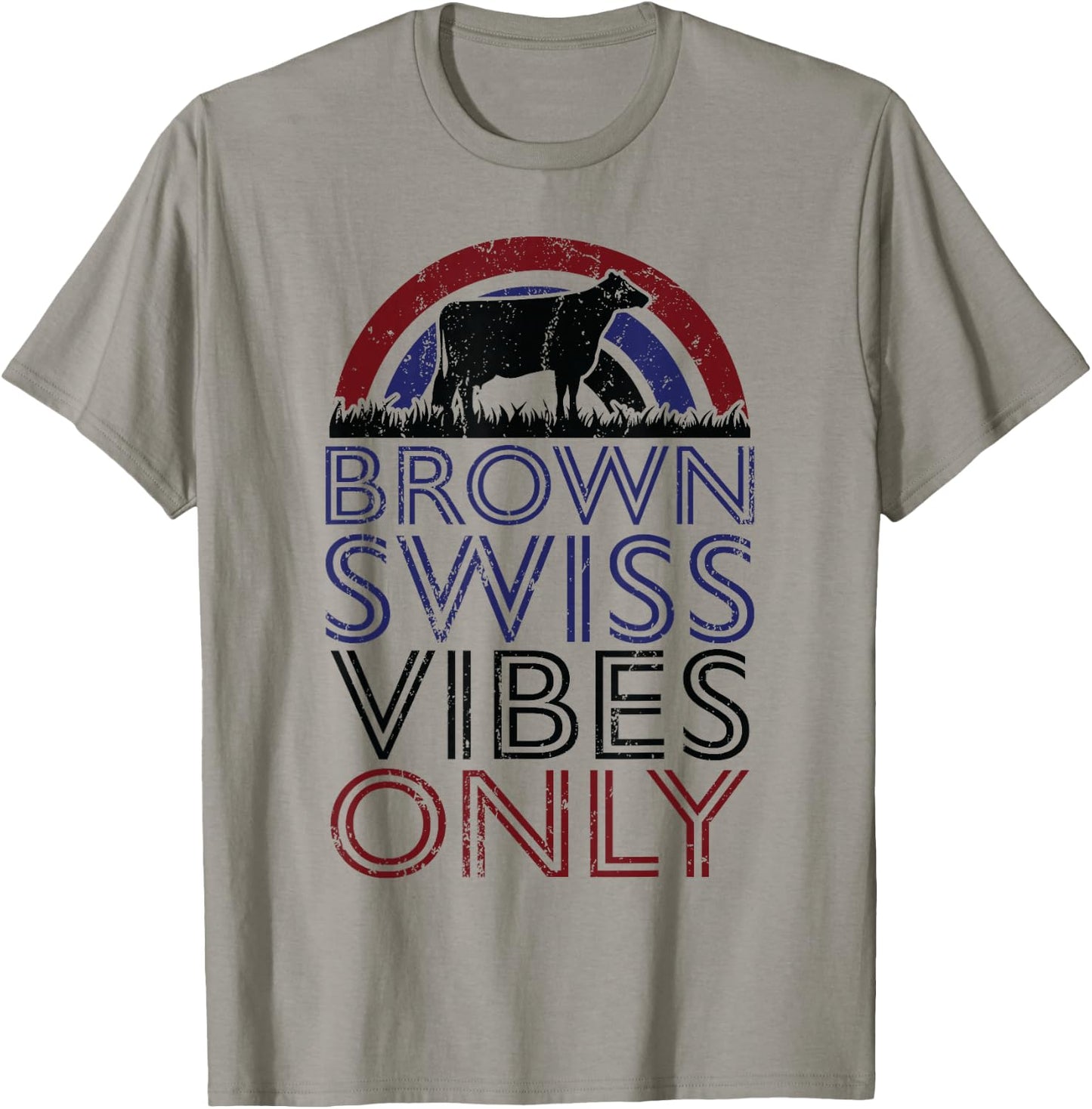 Cow Vibes Only - Cow Breeder Brown Swiss Cattle Farmer T-Shirt - T-Shirt | Sand