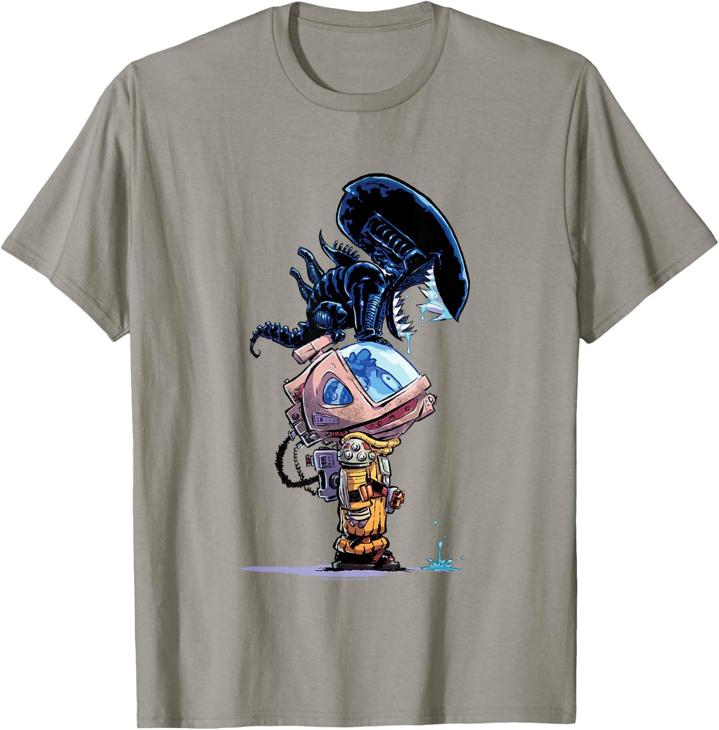 Aliens Cute Animated Xenomorph Big Chest Chibi Poster T-Shirt - T-Shirt | Sand