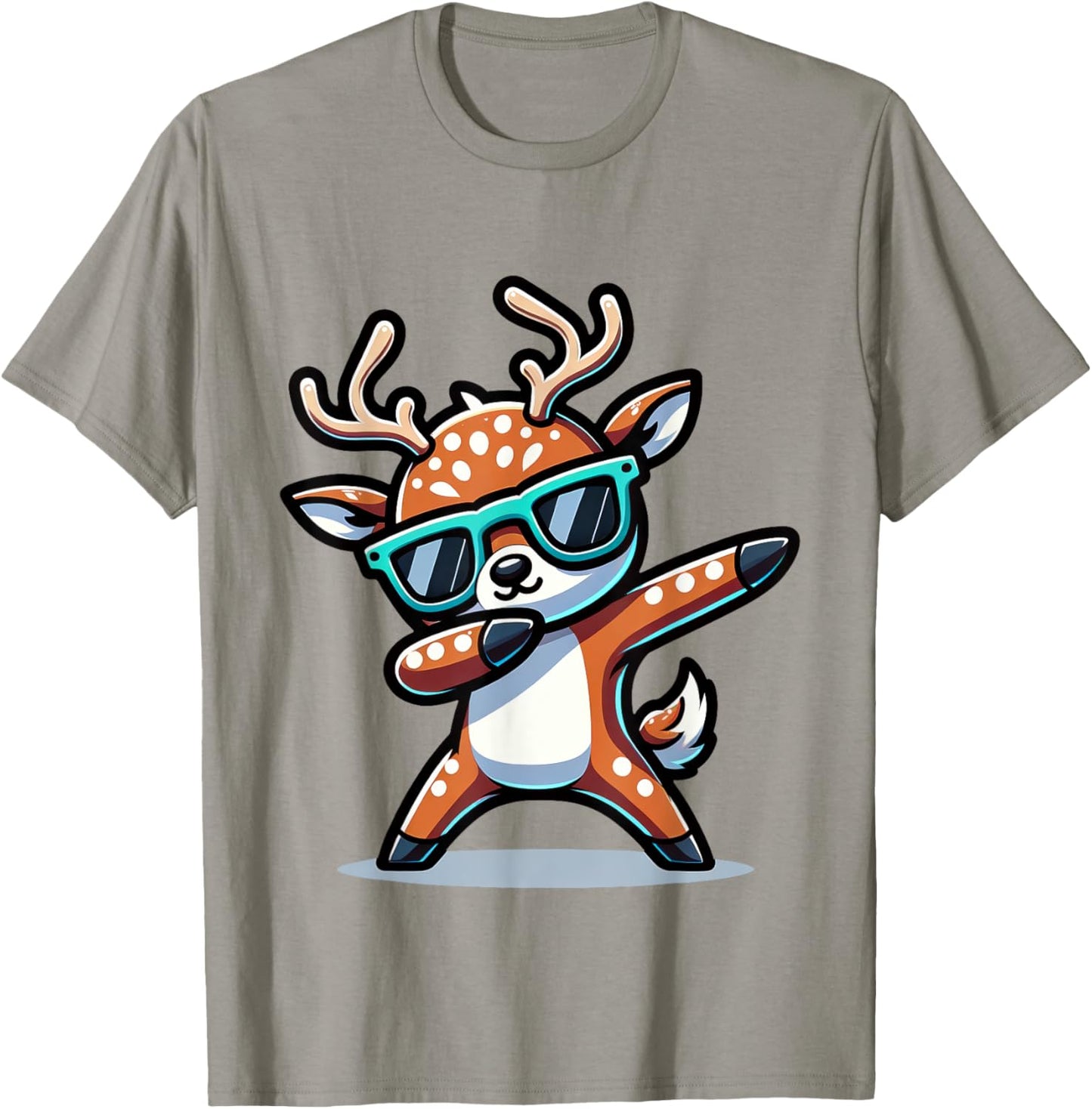 Christmas Reindeer Boys Dabbing Reindeer Santa Xmas Funny T-Shirt - T-Shirt | Sand