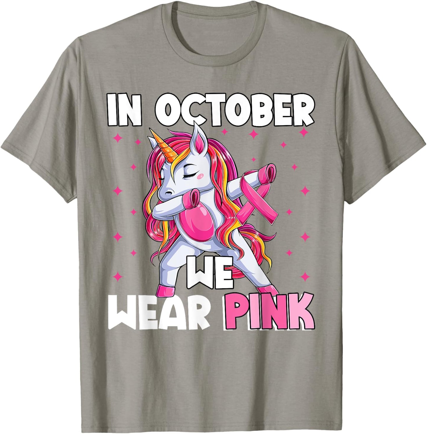 Breast Cancer Girls Kids, Unicorn In October We Wear Pink T-Shirt - T-Shirt | Sand