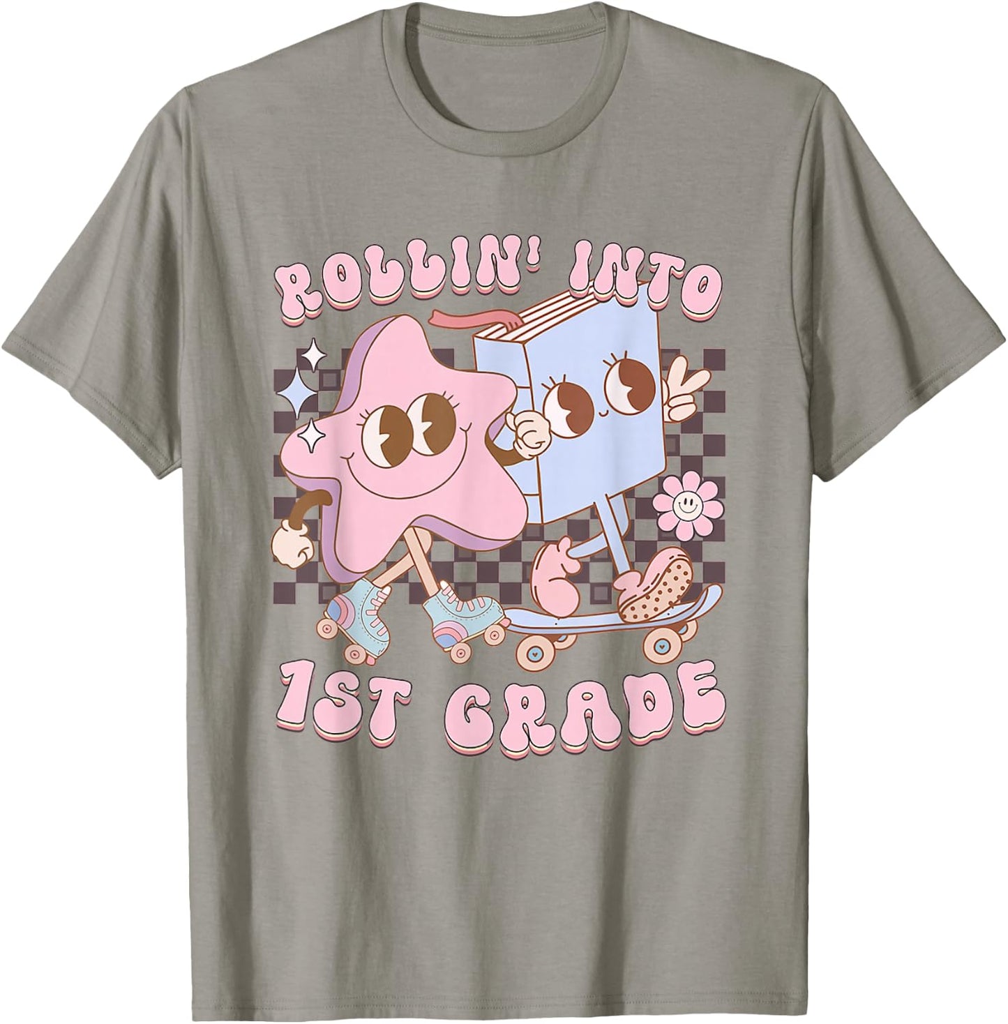 Retro Rolling Into First Grade First Day Of School Kids T-Shirt - T-Shirt | Sand