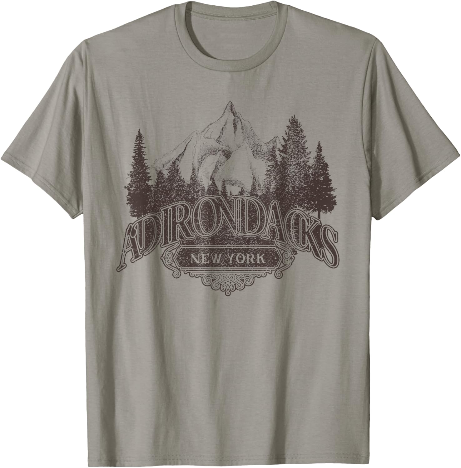 Adirondacks New York Mountains Vintage Biker Patch T-Shirt - T-Shirt | Sand