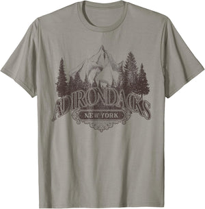 Adirondacks New York Mountains Vintage Biker Patch T-Shirt - T-Shirt | Sand