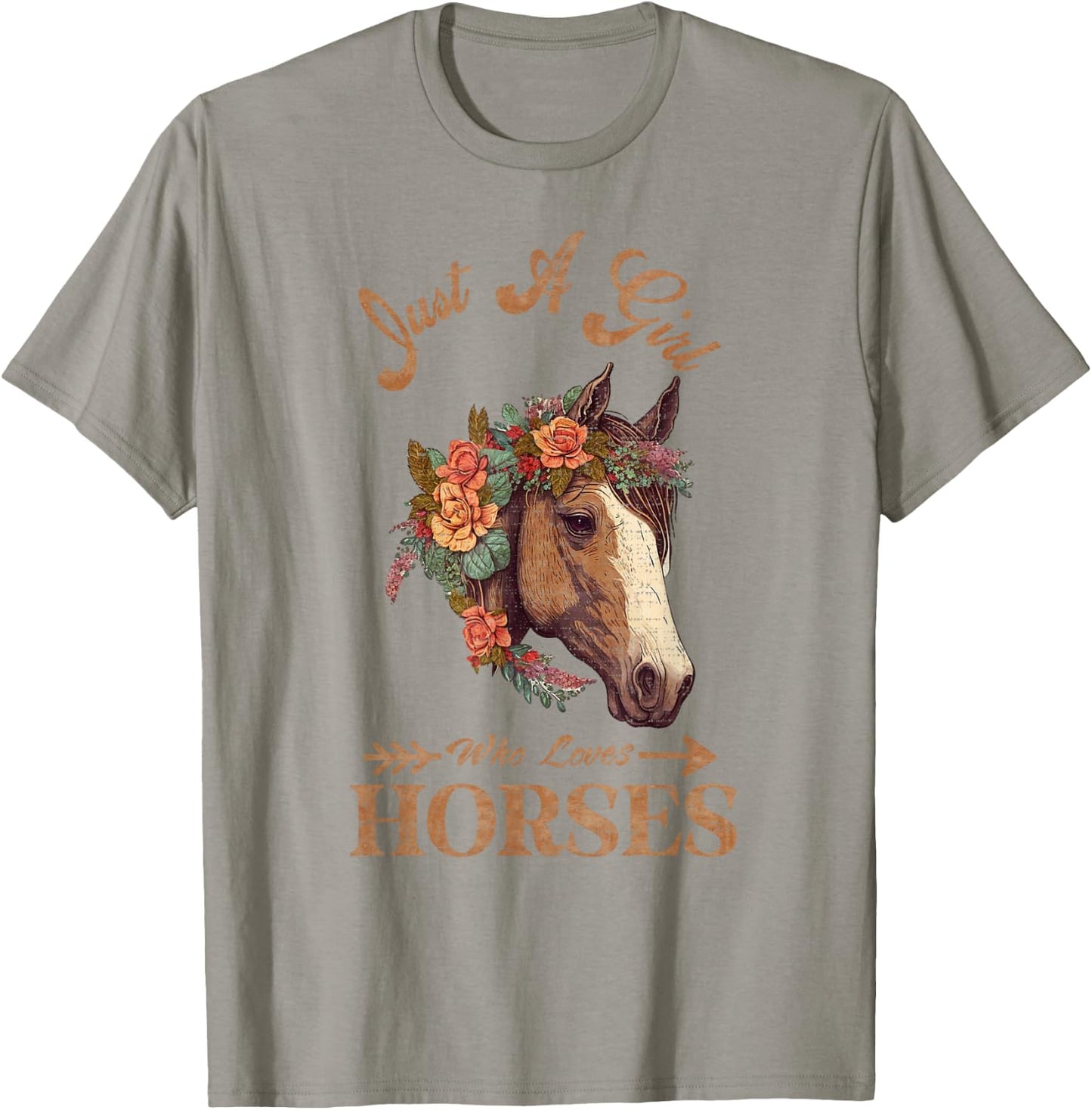 Vintage Retro Just A Girl Who Loves Horses, Horseback Riding T-Shirt - T-Shirt | Sand