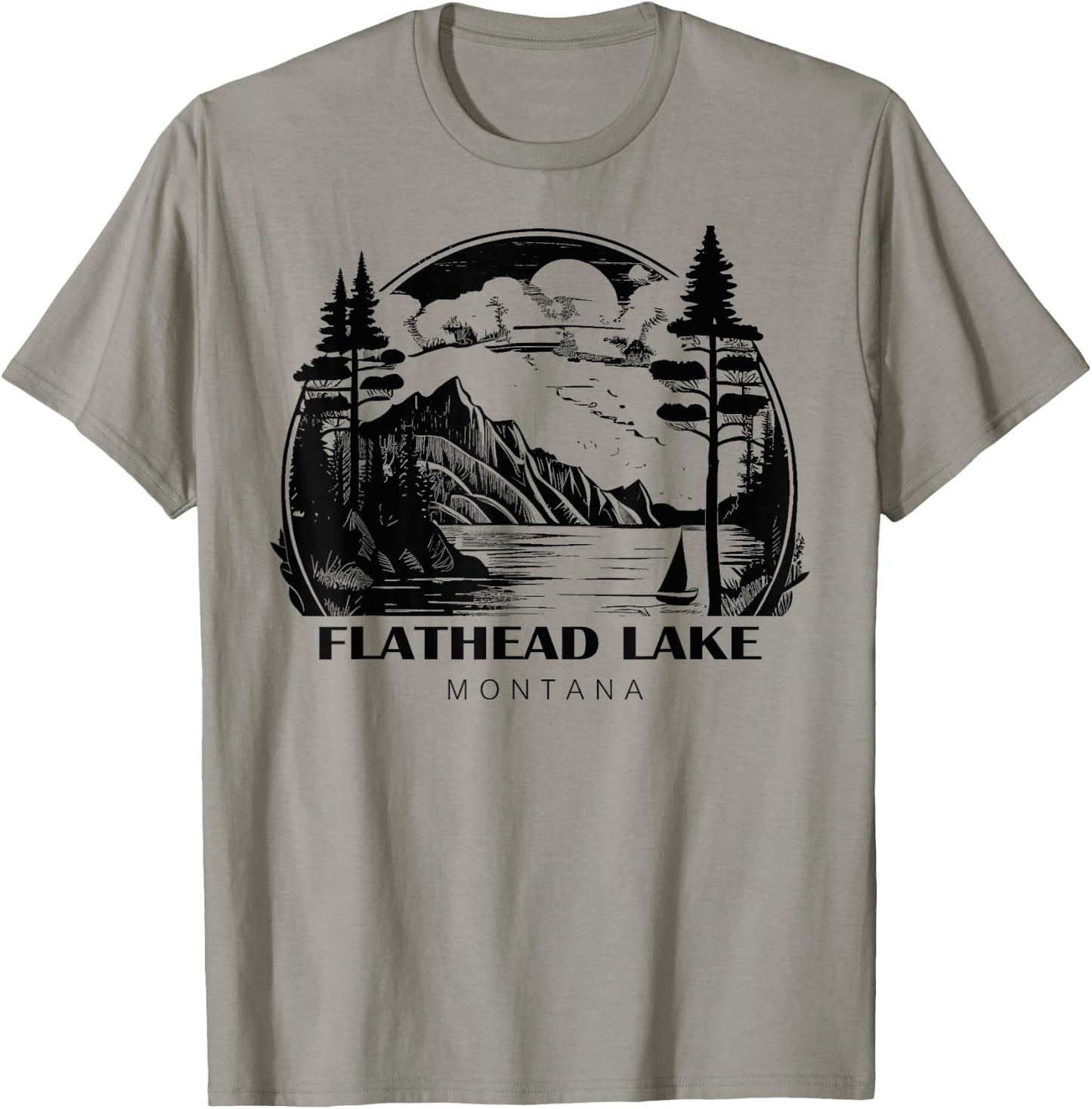 Flathead Lake Montana T-Shirt - T-Shirt | Sand