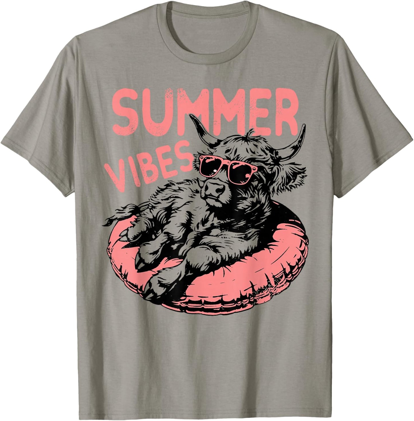 Summer Vibes Cute Sunglasses Cow Float Swimming T-Shirt - T-Shirt | Sand