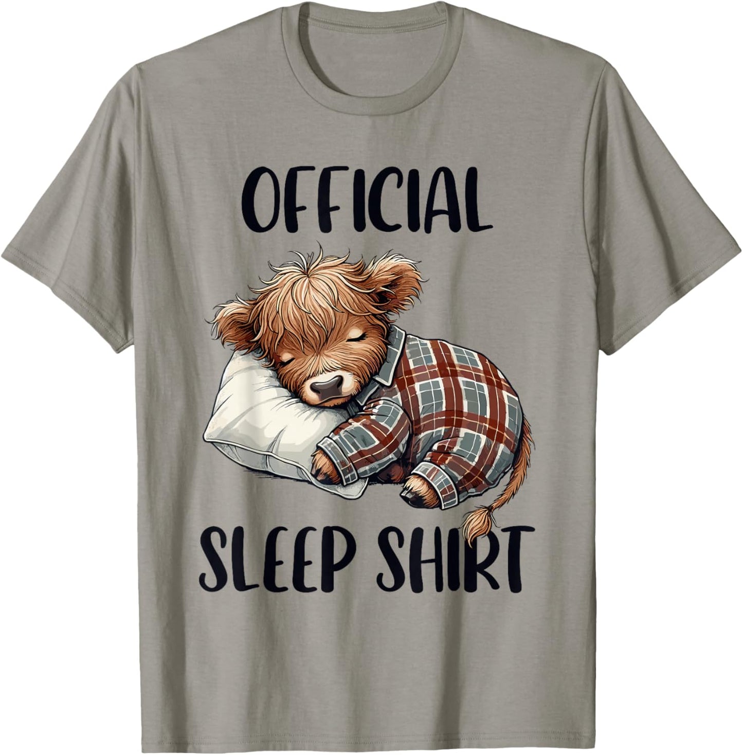 Highland Cow, Nightgown Nightshirt Official Sleepshirt Sleep T-Shirt - T-Shirt | Sand