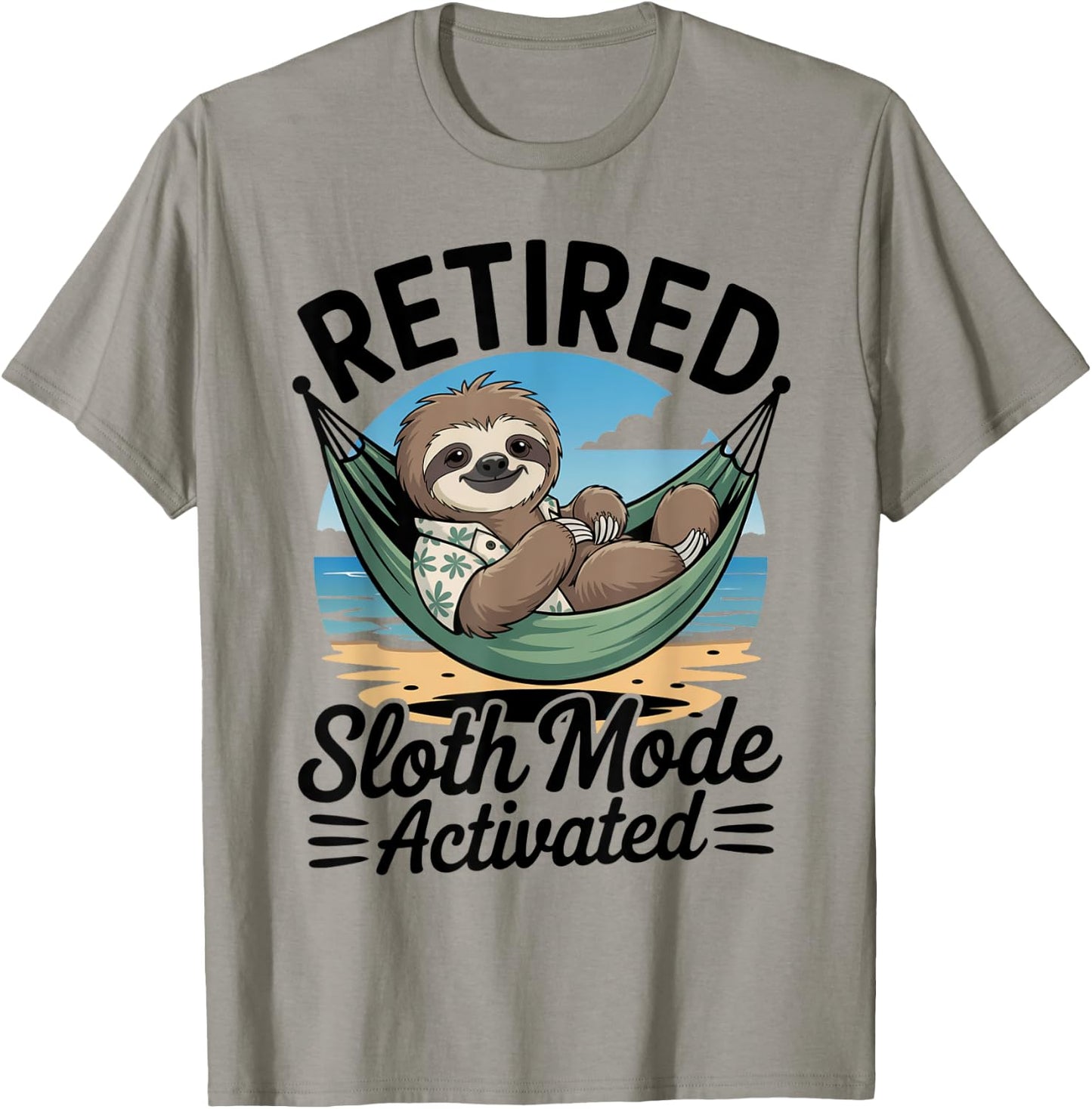 Funny Retired Sloth Animal Graphic Vintage Retirement T-Shirt - T-Shirt | Sand