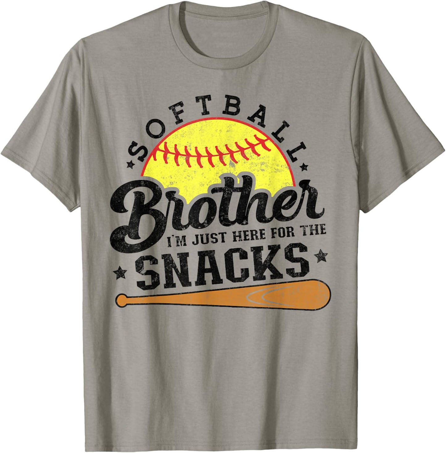 Softball brother I'm Just Here for the snacks Funny T-Shirt - T-Shirt | Sand