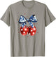 America Cherries Coquette Bow Patriotic USA Flag 4th of July T-Shirt - T-Shirt | Sand