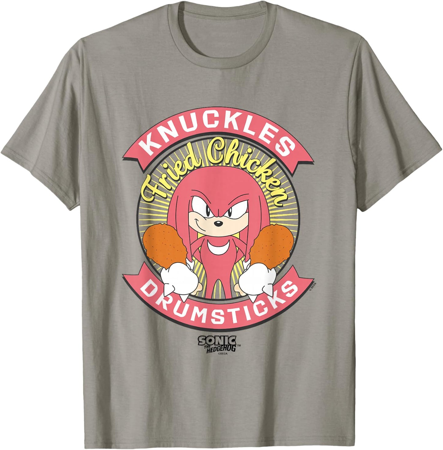 Sonic The Hedgehog Knuckles Drumsticks Fried Chicken Vintage T-Shirt - T-Shirt | Sand