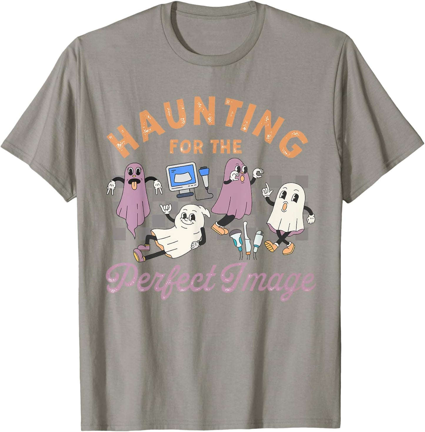 Vascular Tech Sonographer Ultrasound Tech Ghosts Halloween T-Shirt - T-Shirt | Sand