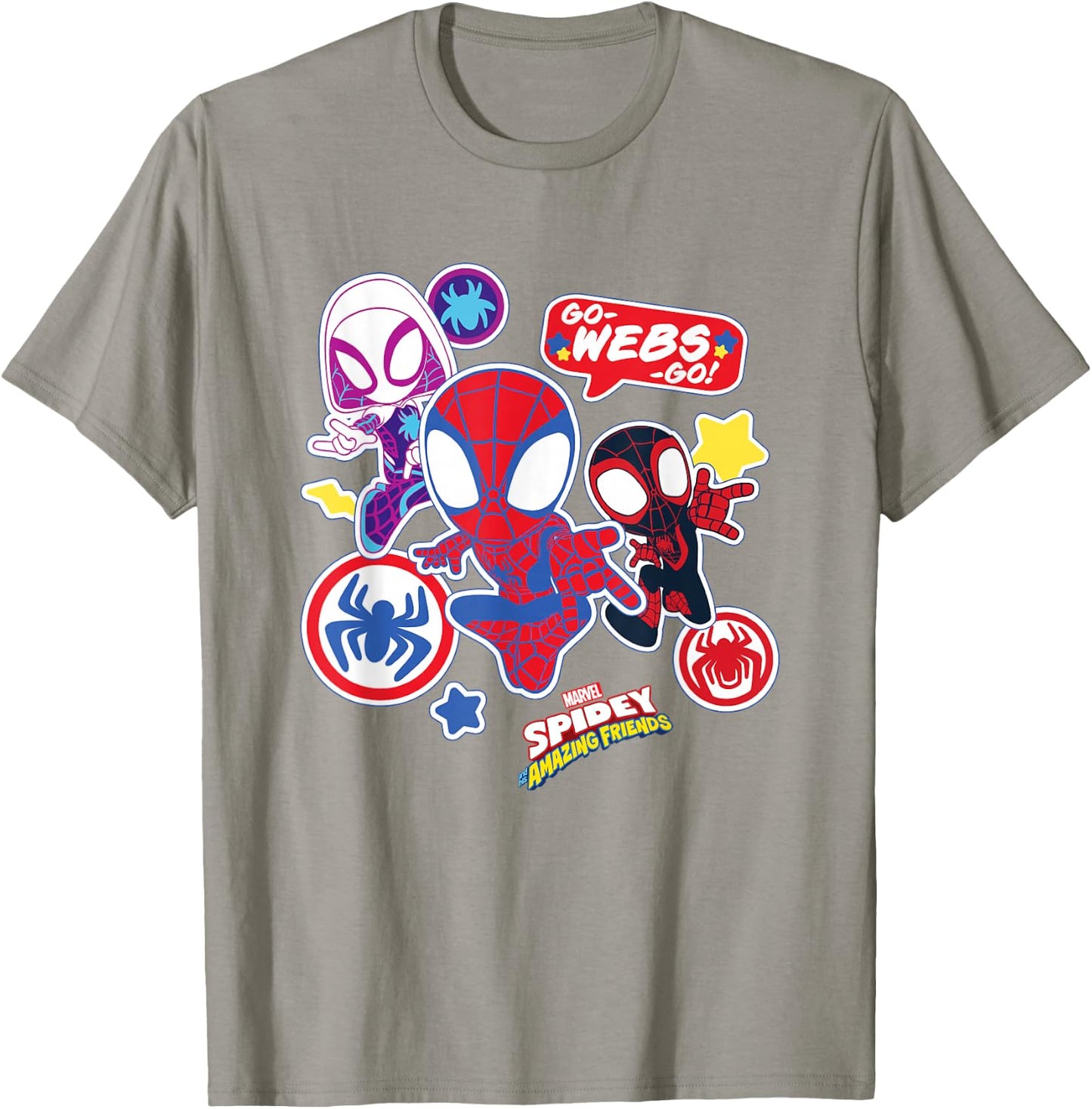 Marvel Spidey and His Amazing Friends Team Spidey Stickers T-Shirt - T-Shirt | Sand