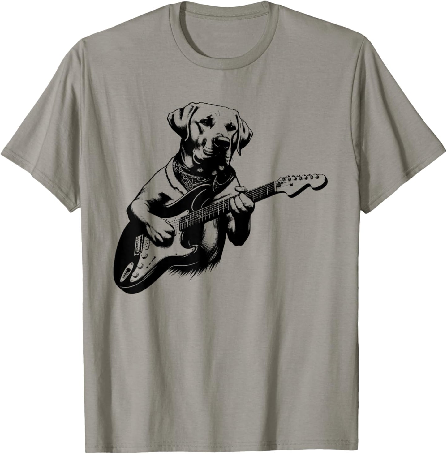 Labrador Dog Playing Electric Guitar Rock Star Guitarist T-Shirt - T-Shirt | Sand