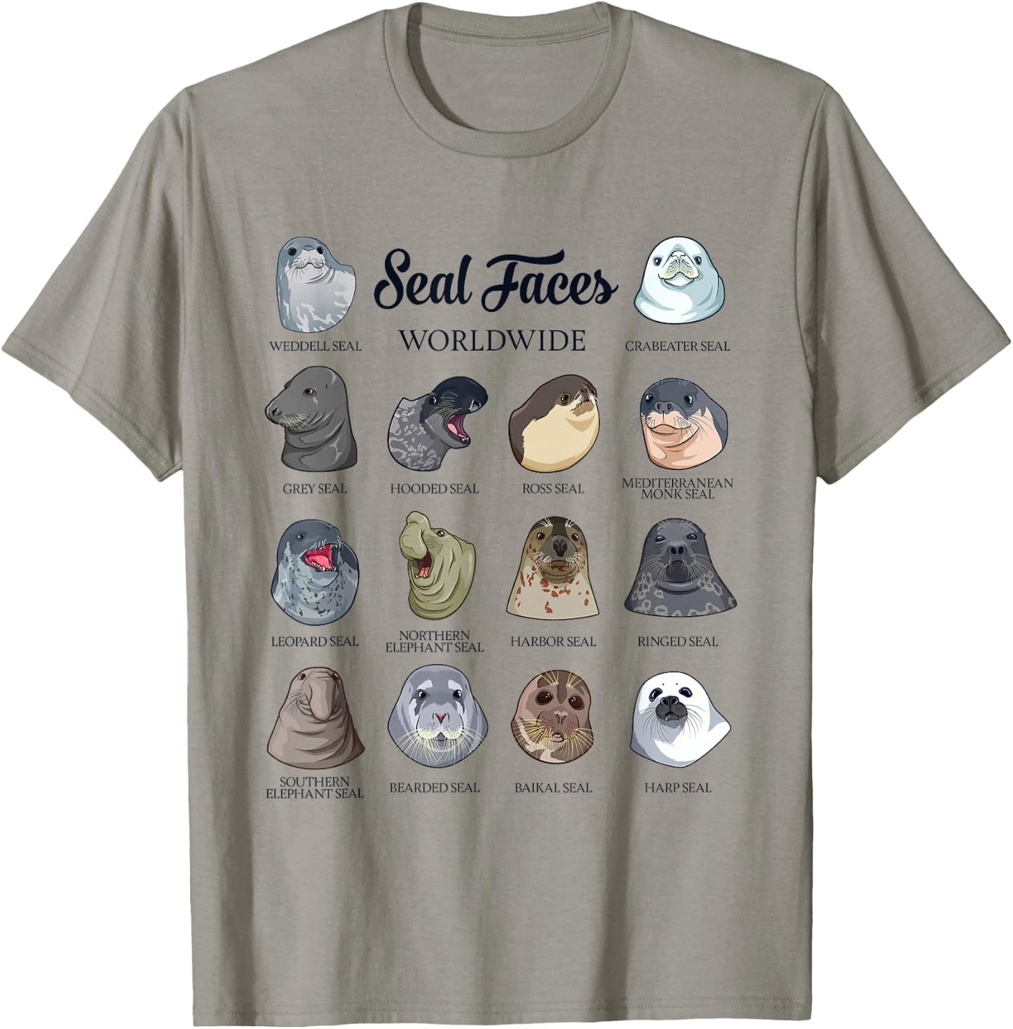 Seal Faces - Types of Seals T-Shirt - T-Shirt | Sand