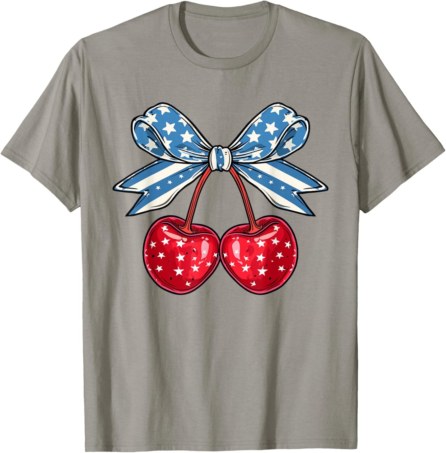 Funny Cherry Coquette 4th Of July Fourth July American Women Kids Men T-Shirt - T-Shirt | Sand