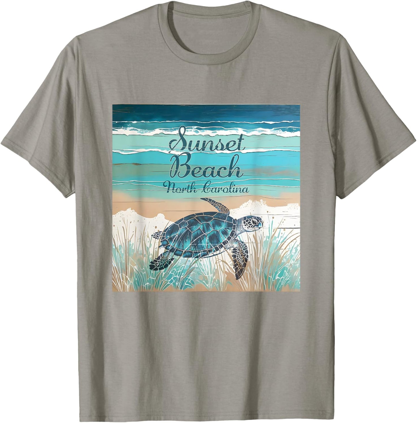 Sunset Beach North Carolina Sea Turtle Beach Decor Men Women Girls Kids T-Shirt - T-Shirt | Sand