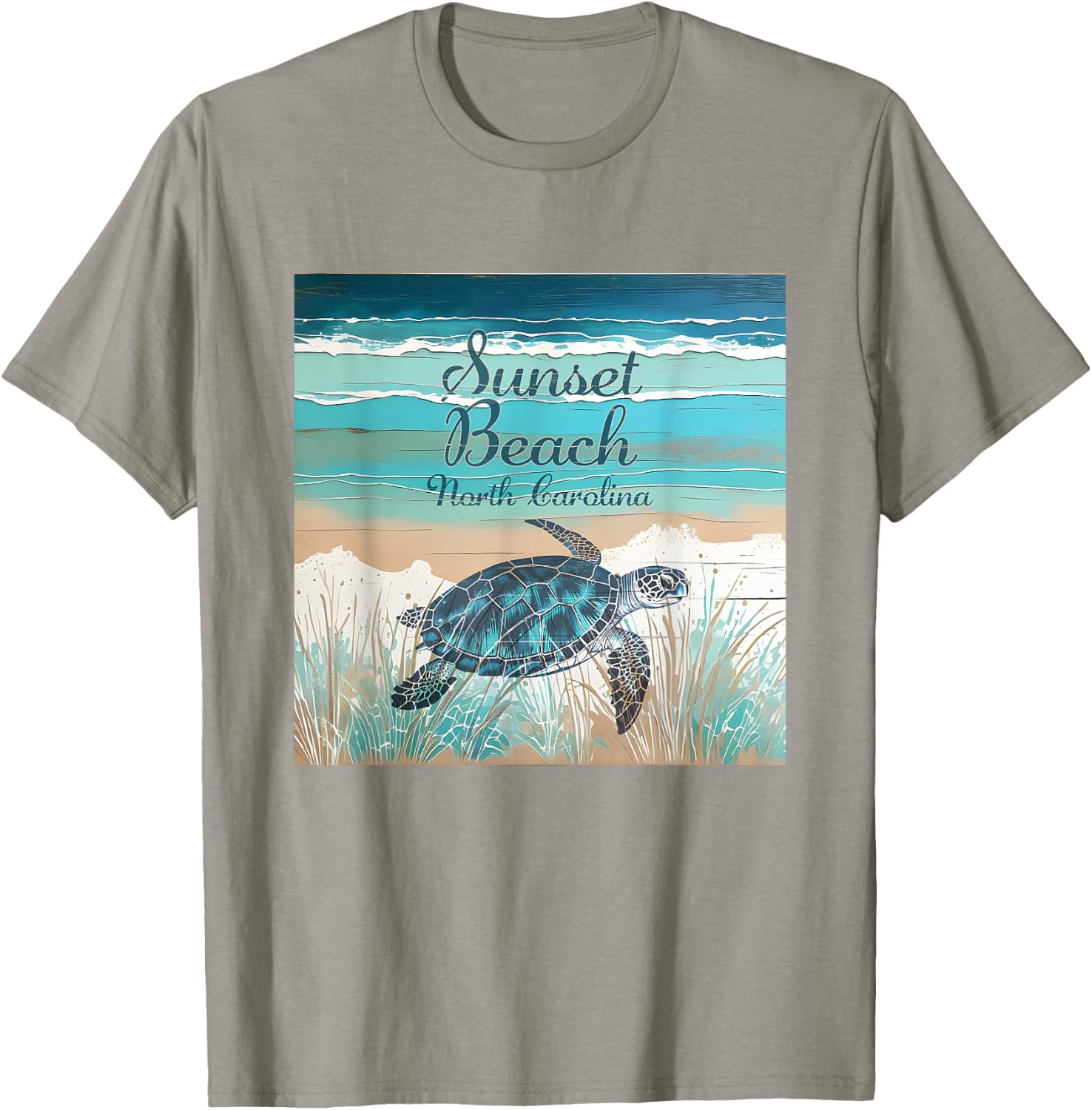 Sunset Beach North Carolina Sea Turtle Beach Decor Men Women Girls Kids T-Shirt - T-Shirt | Sand