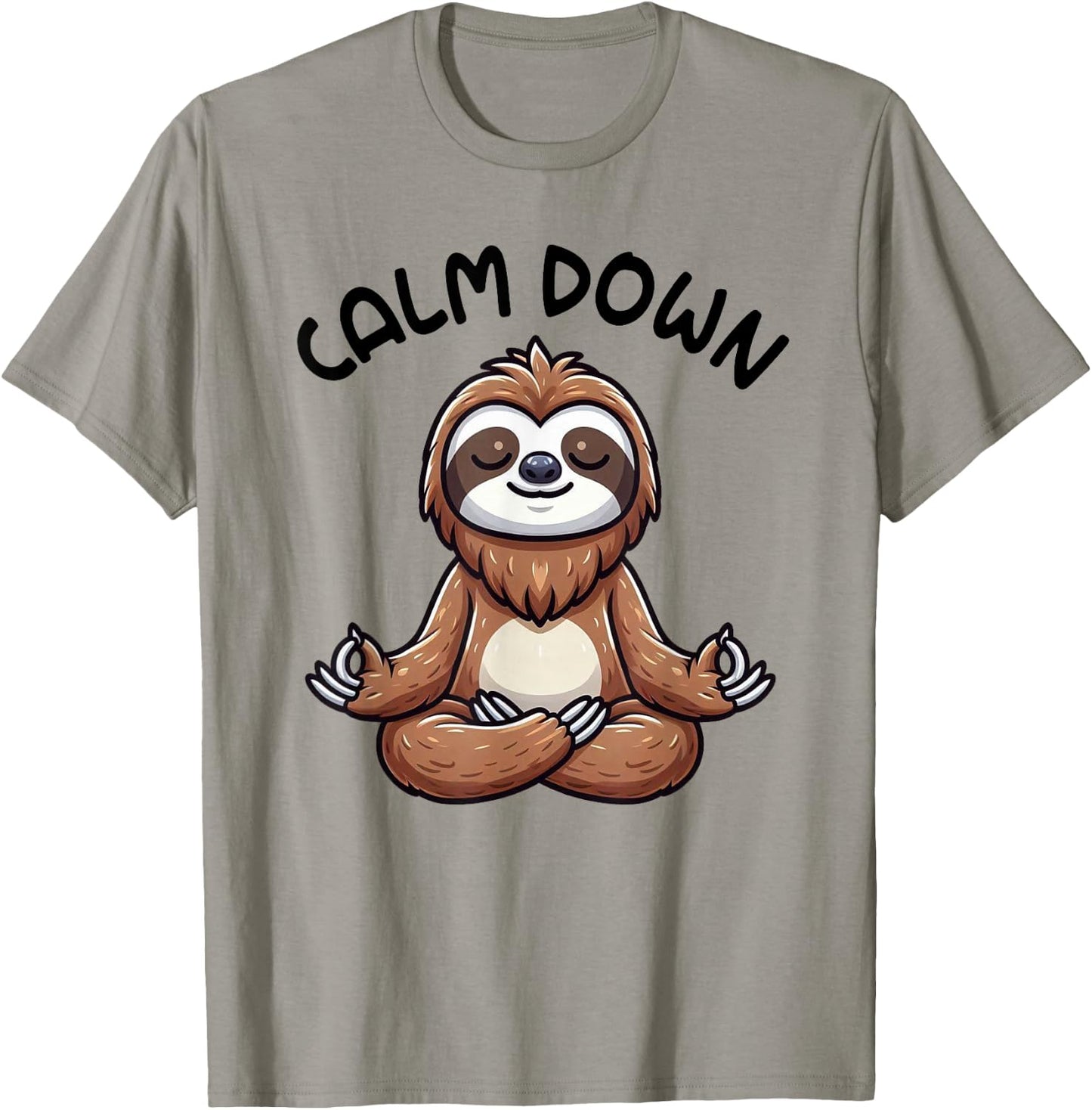 Sloth Calm Down Yoga Meditation T-Shirt - T-Shirt | Sand