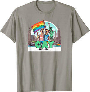 Gay Couple New York Trip Gay Flag T-Shirt - T-Shirt | Sand