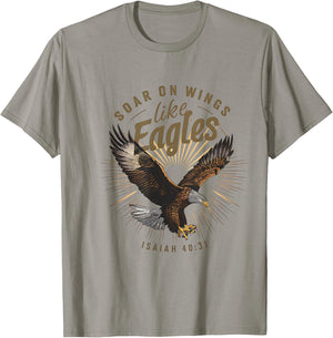 Soar on Wings like Eagles Isaiah 40:31 Eagle Design T-Shirt - T-Shirt | Sand