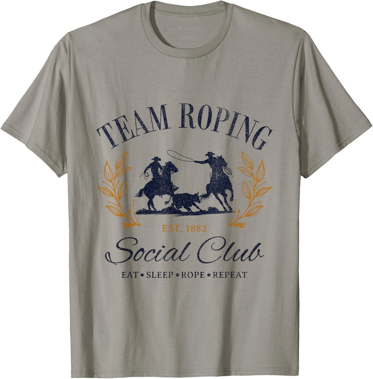Team Roping Social Club Eat Sleep Rope Texas Rodeo Shirt T-Shirt - T-Shirt | Sand