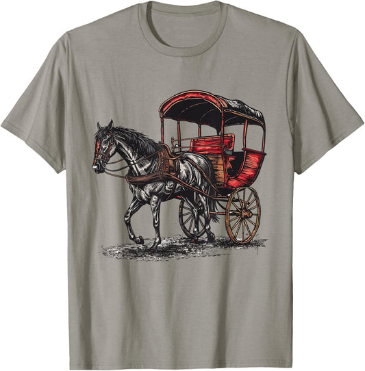 Vintage Amish Buggy Horse Buggy Wagon Rural transportation T-Shirt - T-Shirt | Sand