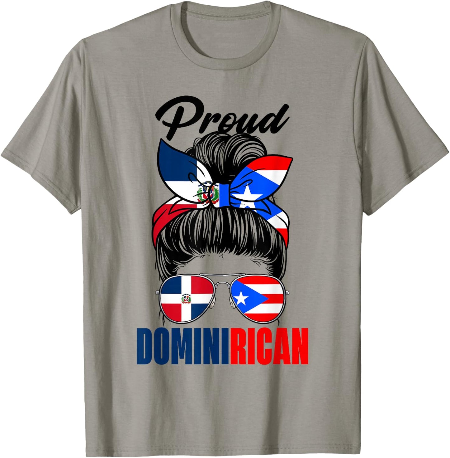 Proud Dominirican Girl Puerto Rico & Dominican Republic Flag T-Shirt - T-Shirt | Sand