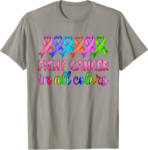 Fight Cancer In All Color Breast Cancer Awareness T-Shirt - T-Shirt | Sand