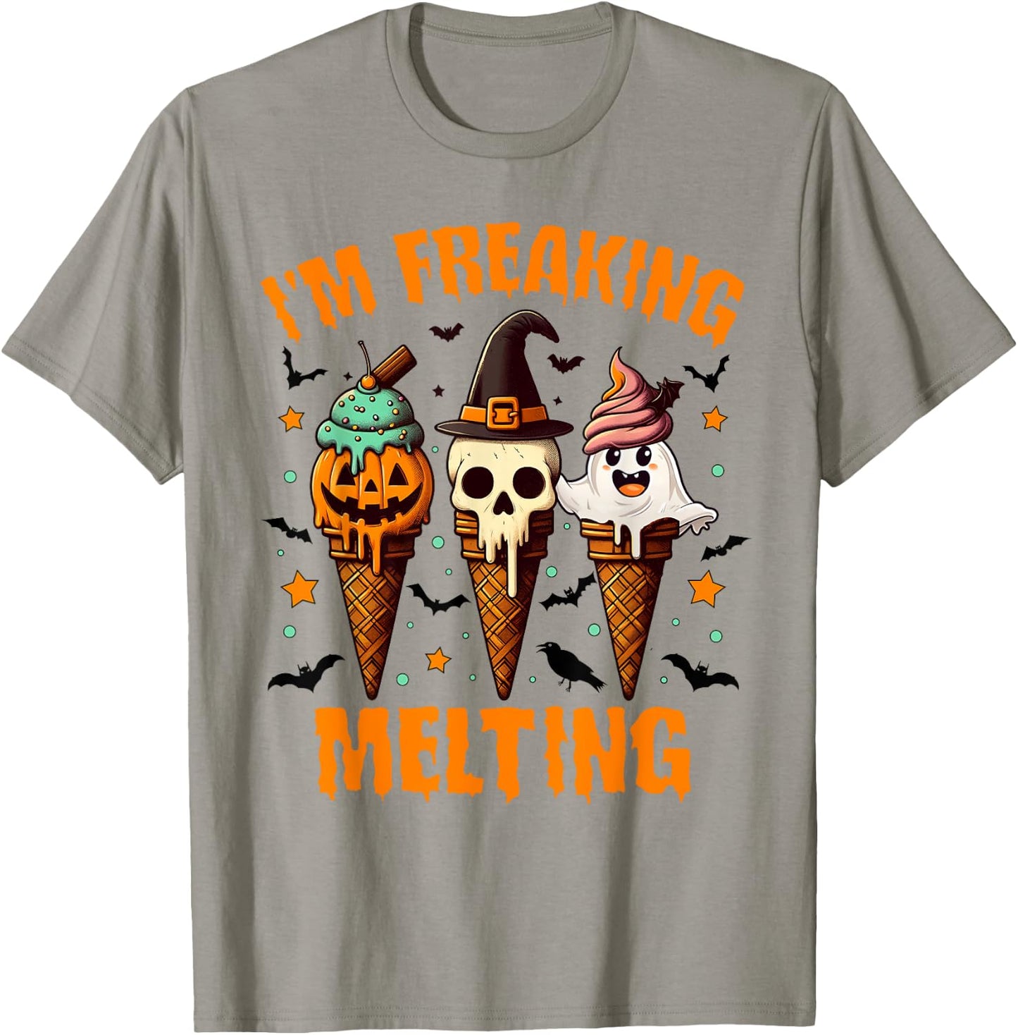 Halloween Vibes Spooky Mama Ice Cream I'm Freaking Melting T-Shirt - T-Shirt | Sand