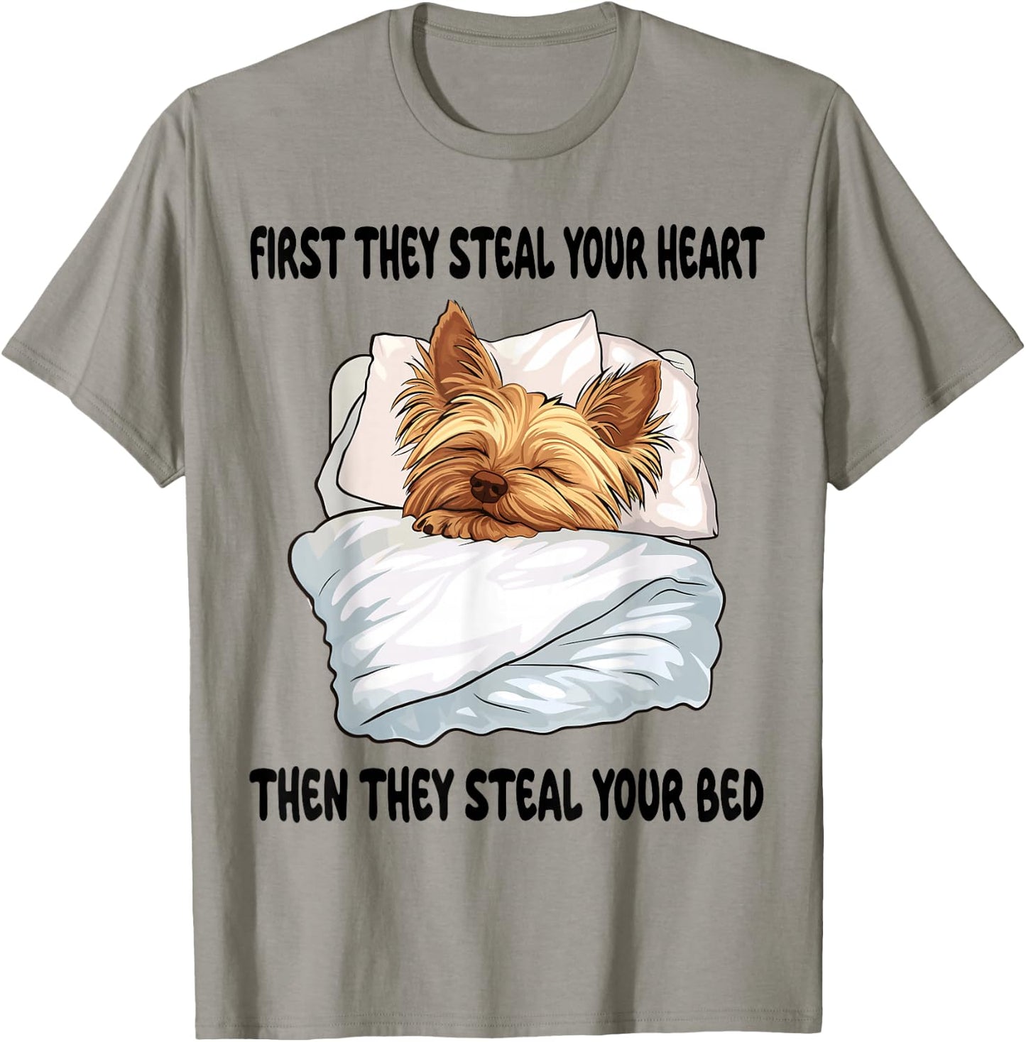 Yorkshire Terrier Yorkie Sleeping Pajamas Nightgown T-Shirt - T-Shirt | Sand