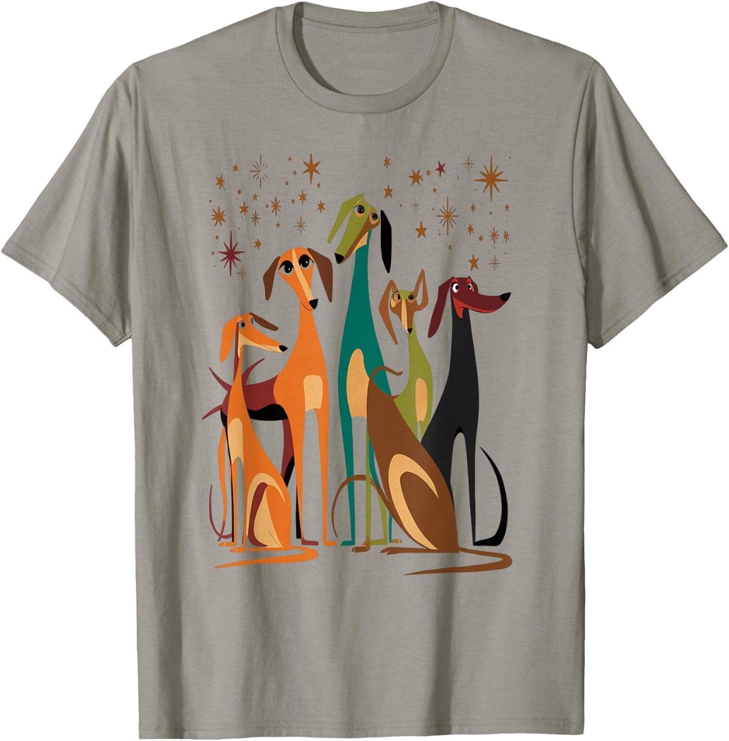 Vintage Retro Mid-Century Long Neck Dogs 50s 60s Style T-Shirt - T-Shirt | Sand