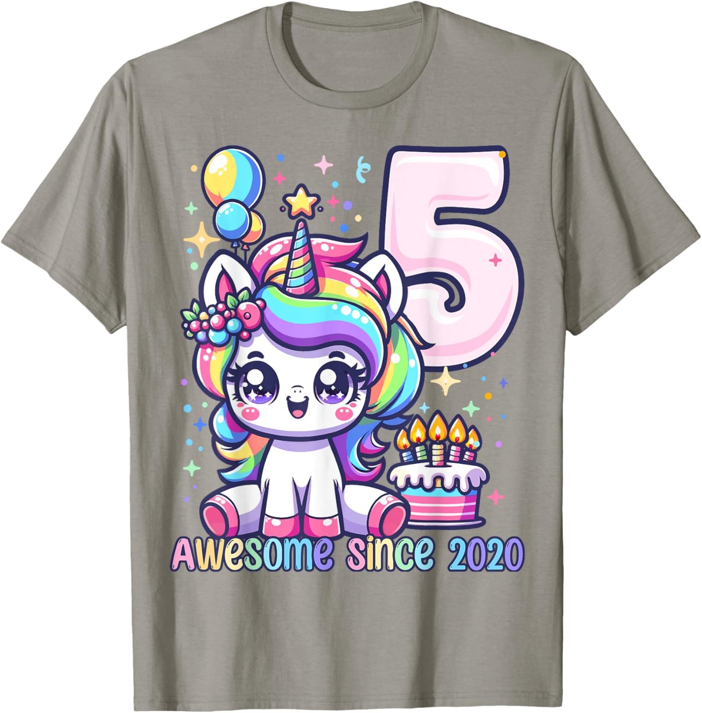 Unicorn 5th Birthday 5 Year Old Unicorn Party Girls Outfit T-Shirt - T-Shirt | Sand