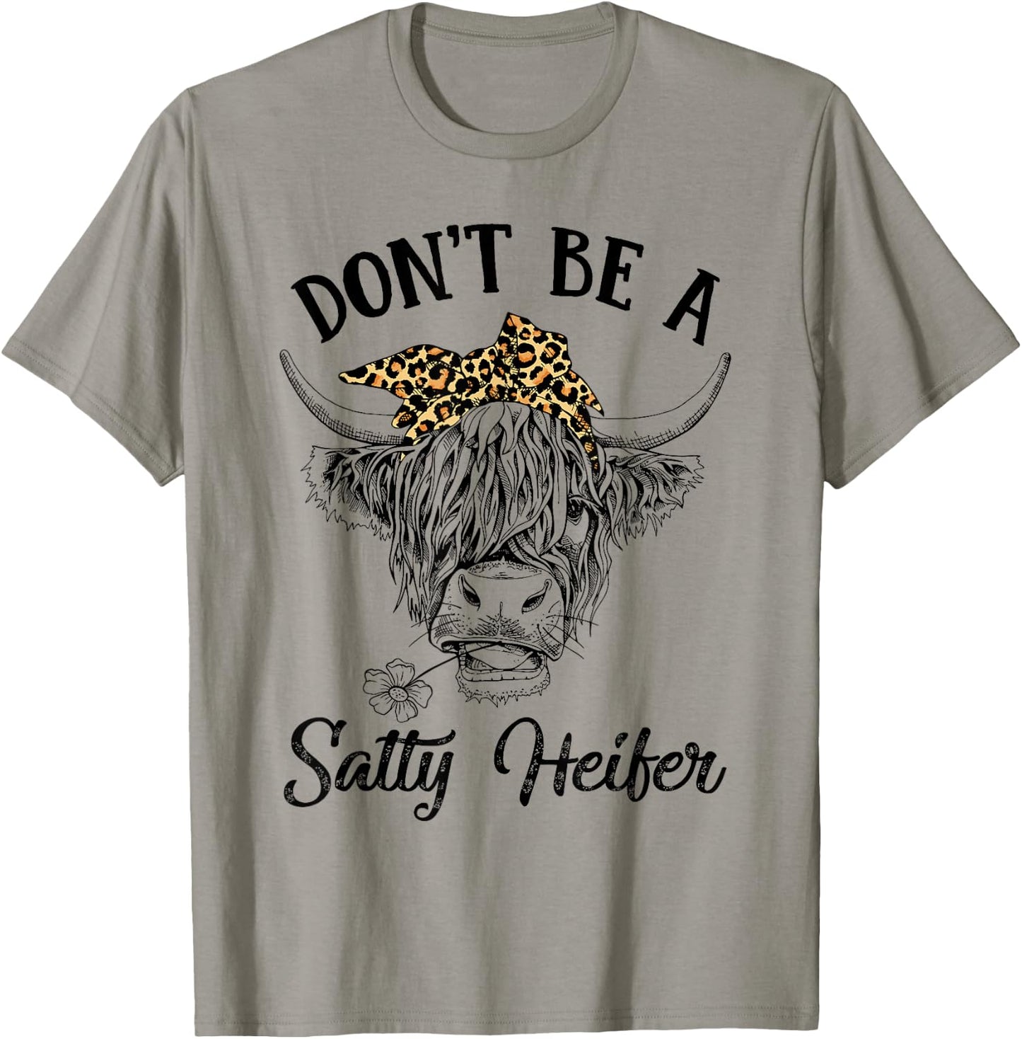 Don't Be A Salty Heifer Vintage Cow Leopard Bandana Cowgirl T-Shirt - T-Shirt | Sand