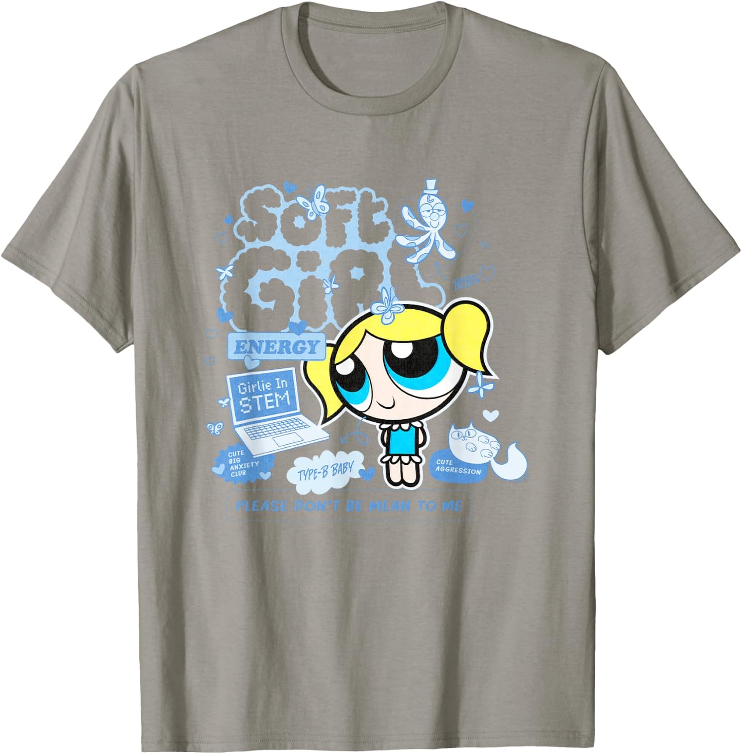 The Powerpuff Girls Bubbles Soft Girl Cute Shot Distressed T-Shirt - T-Shirt | Sand