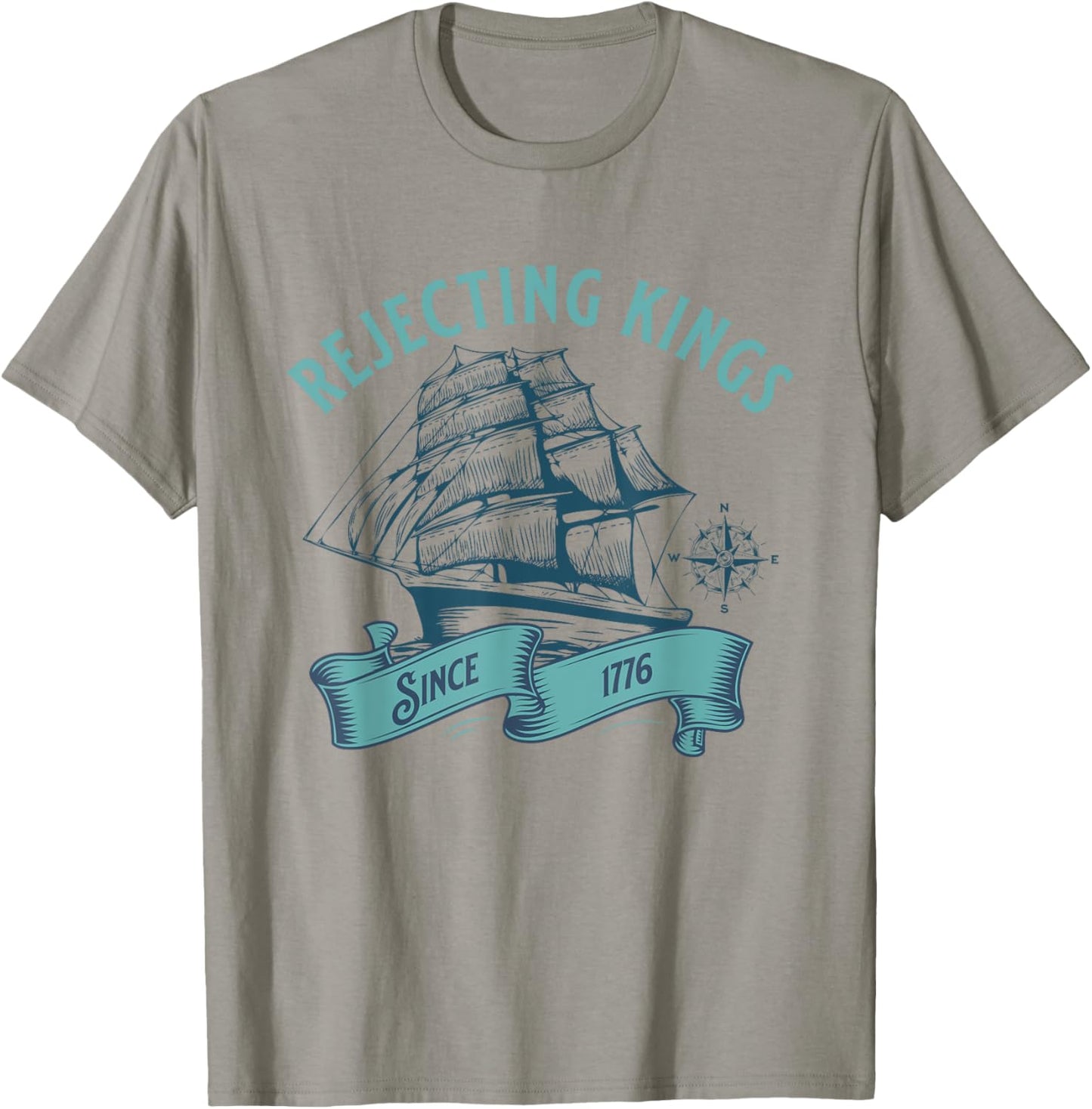 Rejecting Kings Since 1776 Patriotic 4th of July USA Flag T-Shirt - T-Shirt | Sand